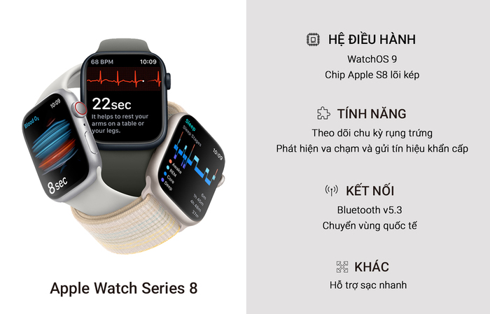 Apple Watch Series 8 có nhiều điểm tối ưu so với Apple Watch Series 7